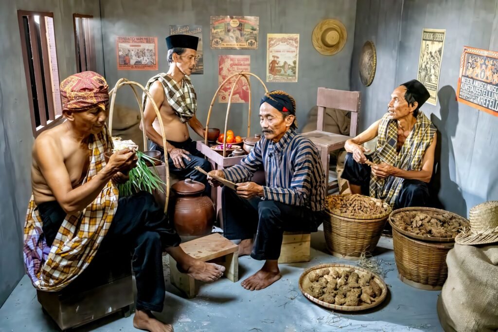 Ilustrasi peran budaya Madura yang memperkuat ekonomi lokal melalui kerajinan, kuliner, dan pariwisata tradisional